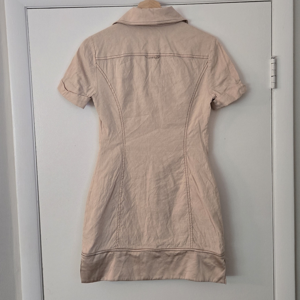 Y2K Bebe Lace-up Khaki Mini Dress Size 4 - Picture 2 of 5